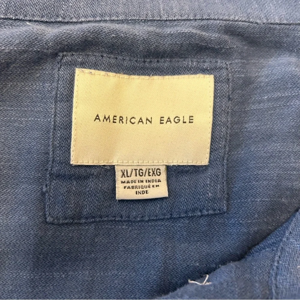 American Eagle Men's Blue Cotton Modal blend long sleeve roll back sleeves XL - Picture 6 of 7